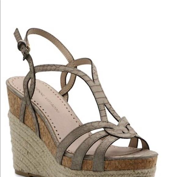 Adrienne Vittadini Espadrille Sandals Women's Size 10 Taupe Platform Wedge Beach - Picture 4 of 4